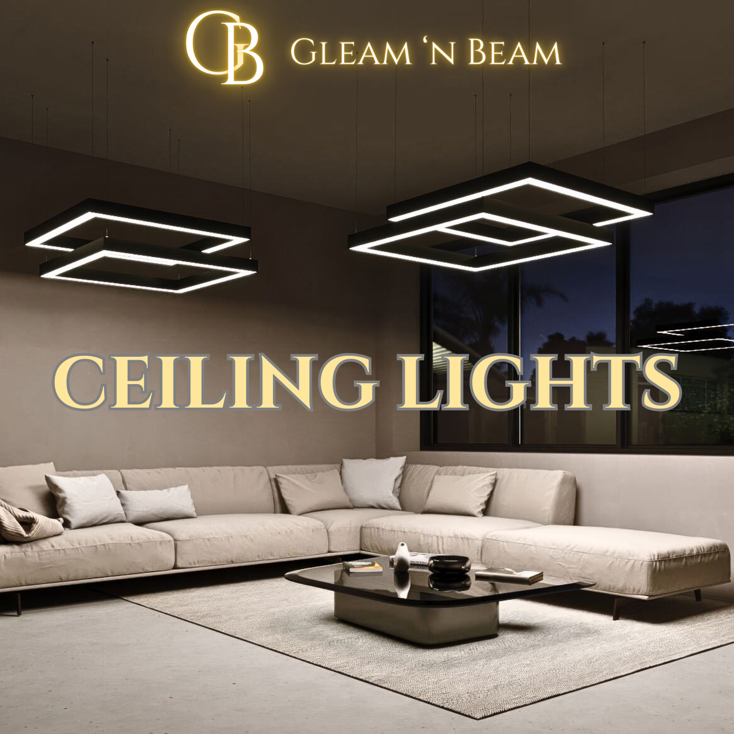 Modern ceiling lights collection by Gleam 'n Beam, featuring sleek and elegant designs to brighten living spaces, kitchens, and bedrooms. Perfect for stylish home décor lighting in the UK