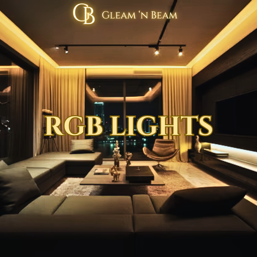 Vibrant RGB lights collection by Gleam 'n Beam featuring colour-changing LED lights for indoor and outdoor décor. Perfect for creating dynamic lighting effects and enhancing home aesthetics in the UK.