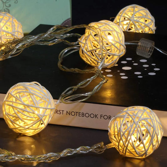 Christmas Indoor Rattan Ball Fairy Lights Ambiance Lighting for Bedroom Life, Wedding, Christmas