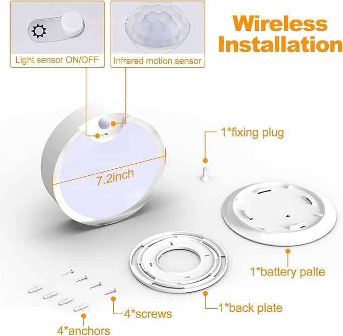 GLEAM 'N BEAM 80 LED Motion Sensor Ceiling Light Battery Operated Ultra Bright Motion Activated Indoor Light