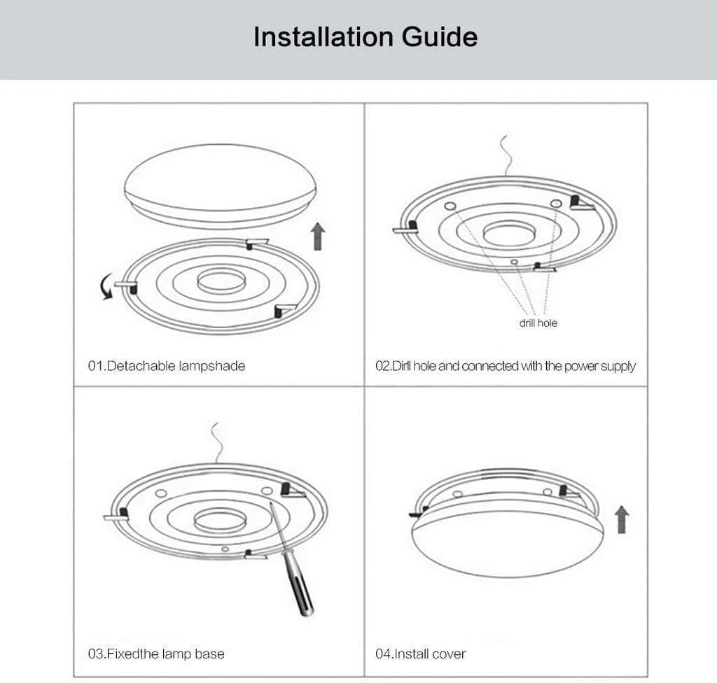 GLEAM 'N BEAM 24W Bathroom Lights Ceiling, Ceiling Lights Round,2050lm Waterproof 6500K 29cm,Indoor Dome Flush Ceiling Light