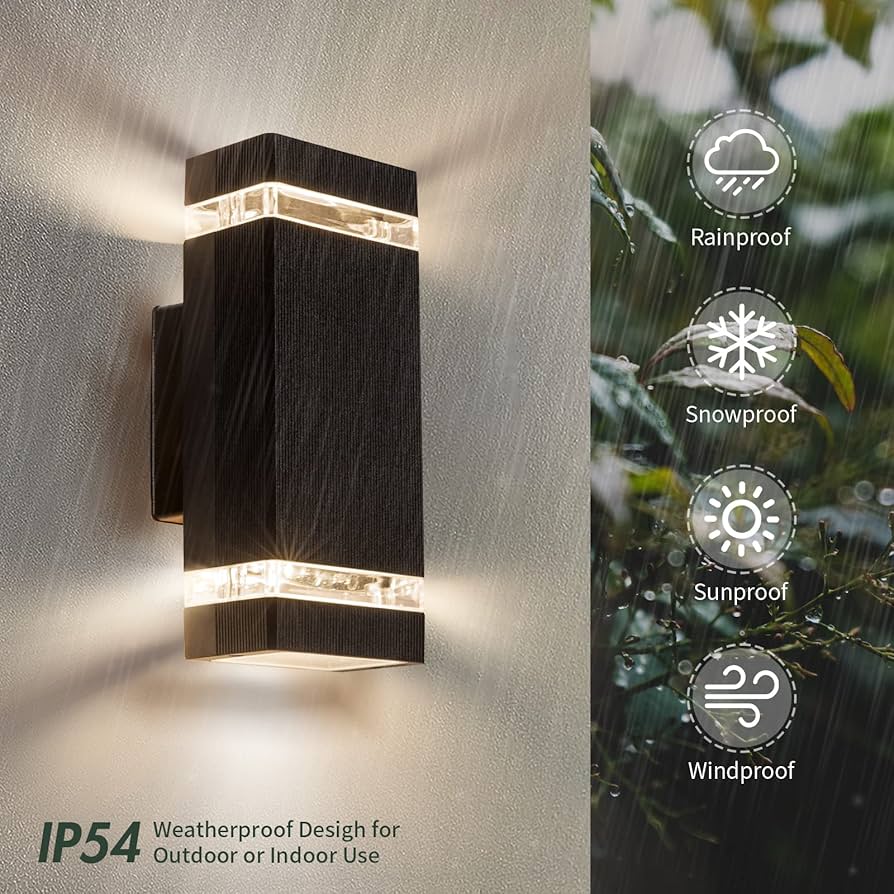 Up Down Outside Wall Lights IP65 Waterproof, Porch Light Front Door Lamp Modern Aluminium GU10, External LED Lighting Sconce Wall Mounted for House