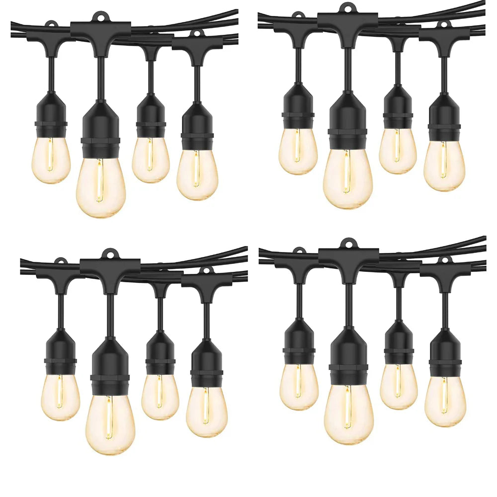 Outdoor Festoon Lights Mains Powered, 48FT/15M with 15 LED Bulbs