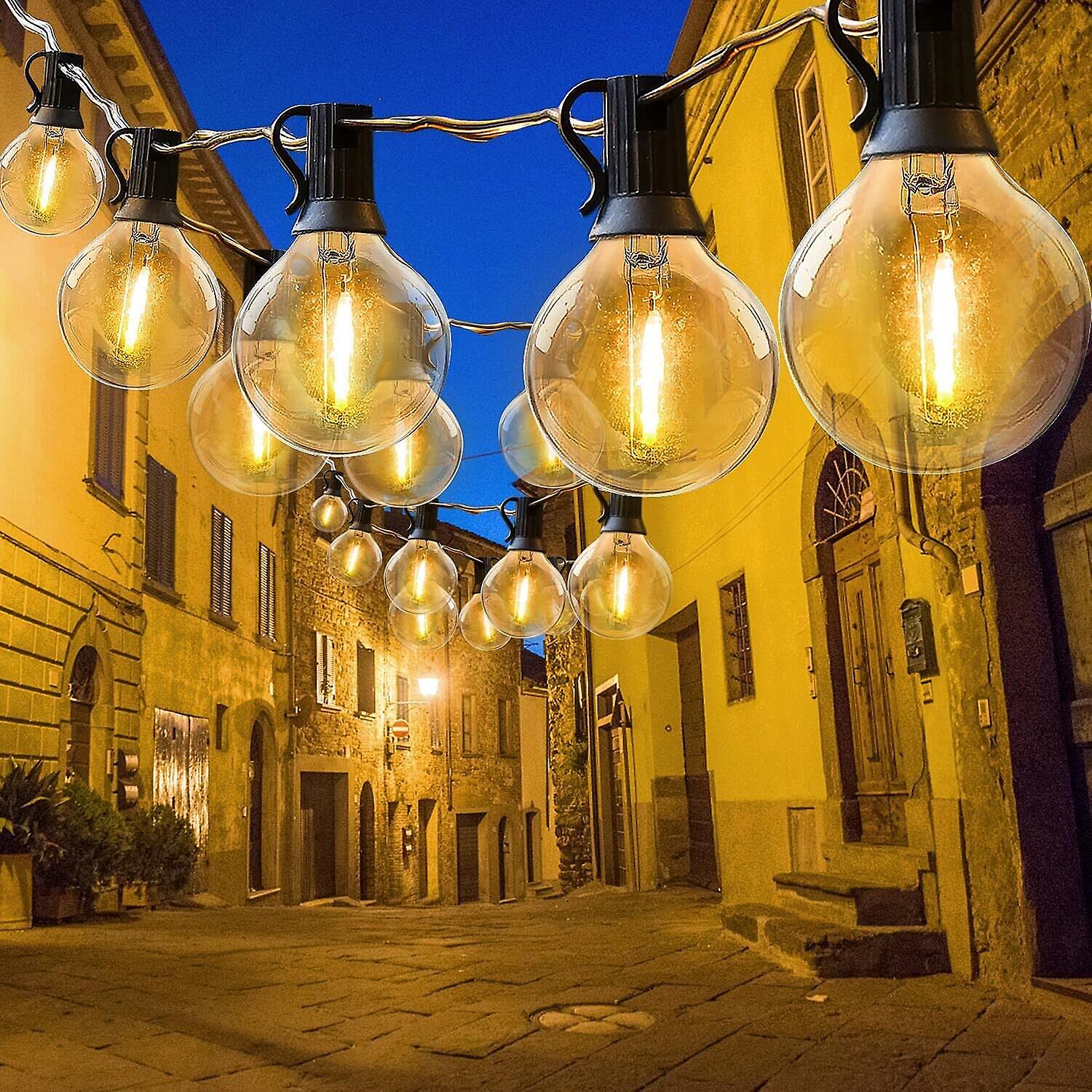 Outdoor Festoon Lights Mains Powered, 48FT/15M with 15 LED Bulbs