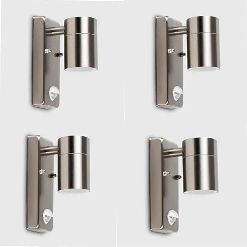 Outdoor Motion Sensor Wall Lights Mains Powered, Stainless Steel