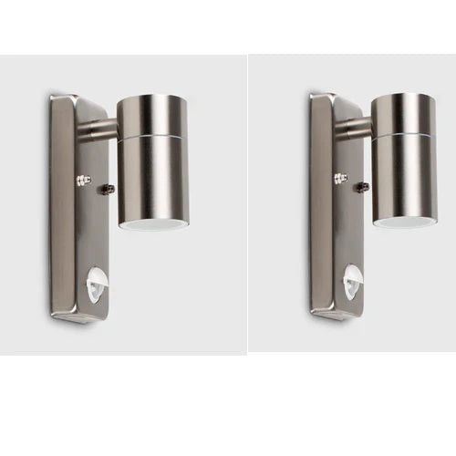 Outdoor Motion Sensor Wall Lights Mains Powered, Stainless Steel