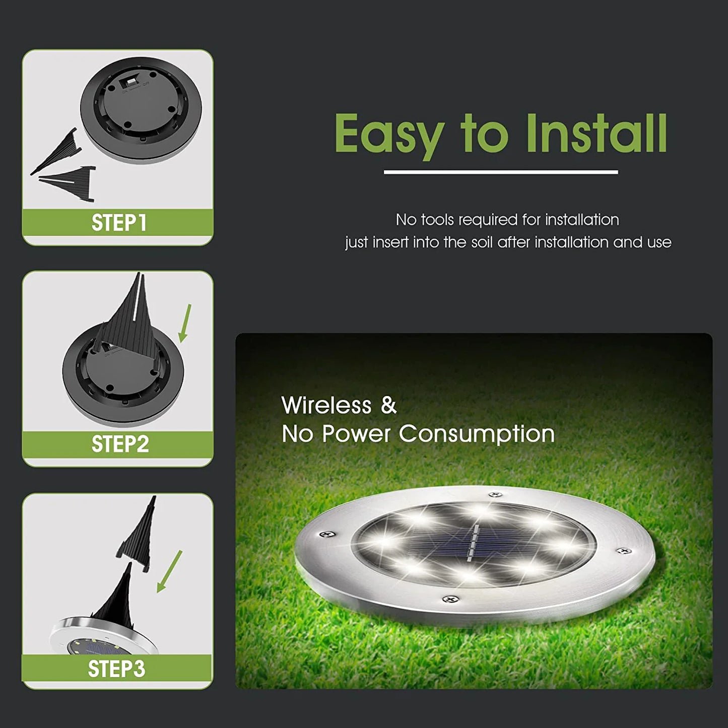Solar Deck Lights Solar Powered 4 peck, For Outdoor Garden Lights