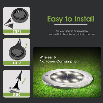 Solar Deck Lights Solar Powered 4 peck, For Outdoor Garden Lights