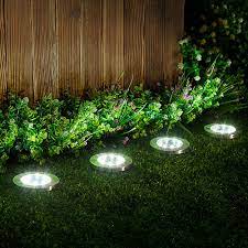 GLEAM 'N BEAM Solar Lights Outdoor Garden Deck Lights Solar Powered 8 LED Outdoor Solar Ground Lights for Landscape Walkway Lawn Steps Decks Pathway Yard Stairs Fences Garden Decorations 4 Pack